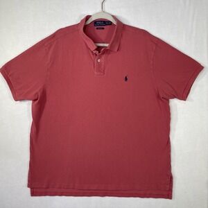 Polo Ralph Lauren Mens XXL Custom Fit Short Sleeve Coral Pink Salmon Polo Shirt